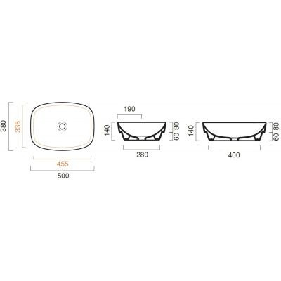 ALVEA Umywalka nablatowa 38x50 biała bez przelewu
