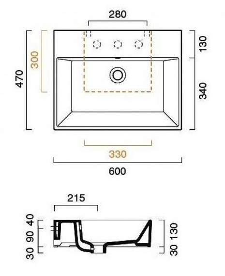 PREMIUM Umywalka wisząca 47x60 biała