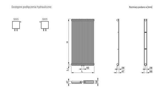 FAT VERTICAL Grzejnik pionowy 34.2x145 volcanic 0336 mat 667W