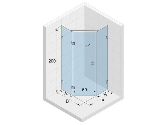 SCANDIC Kabina prysznicowa pentagonalna 90x90x200