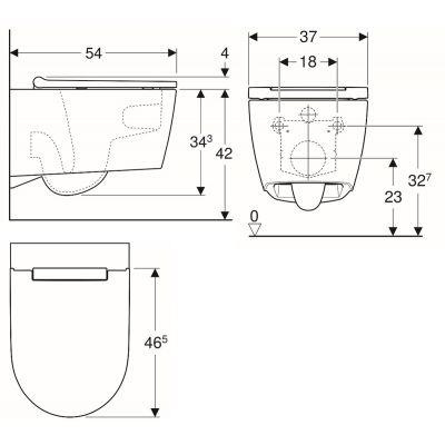 ONE Miska wisząca z deską wolnoopadającą 37x54 biała